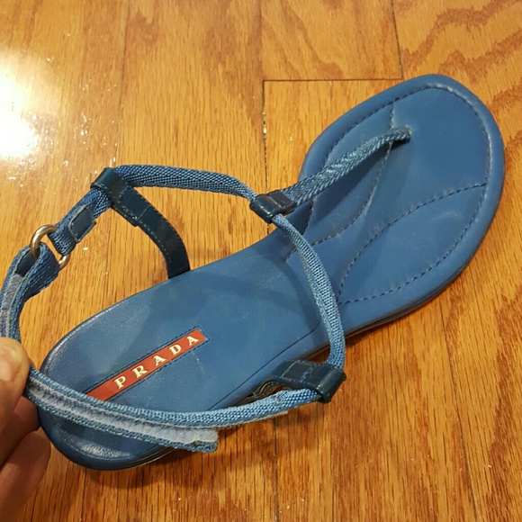 Prada Blue Sandal Kitten Heel 10 - Picture 2 of 6